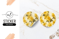 Vintage yellow floral round sticker Product Image 2