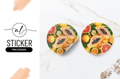 Vibrant tropical fruits round sticker png design Product Image 1