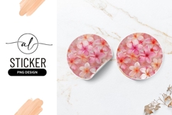 Pink plumeria round sticker png design Product Image 1