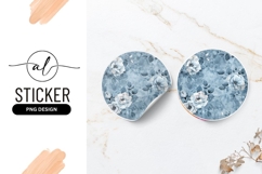 Blue floral round sticker png design Product Image 1