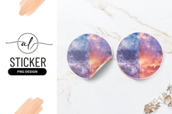 Round sticker png design: sunset and sunrise sky Product Image 1