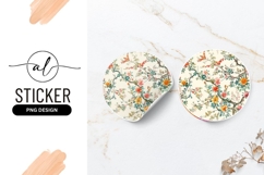 Floral branch round sticker png design Product Image 1