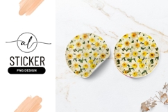 Round sticker with vibrant daffodil design Product Image 1