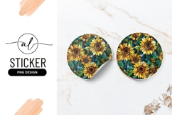 Vibrant sunflower round sticker png design Product Image 1