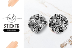 Abstract Swirls Design Black And White Round Sticker Product Image 1