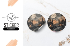 Haunted halloween village sticker Product Image 1