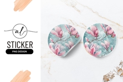 Elegant magnolia flower round sticker png design Product Image 1