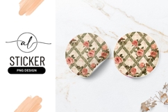 Vintage rose pattern round sticker png design Product Image 1