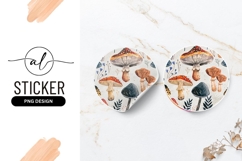 Whimsical mushroom round sticker png design Product Image 1