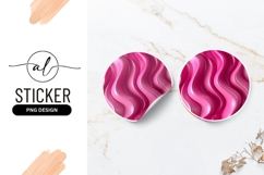 Pink Abstract Waves Modern Round Sticker Png Product Image 1