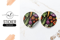 Vibrant vegetable round sticker png design Product Image 1