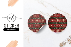 Christmas snowflake pattern round sticker png design Product Image 1