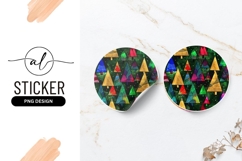 Colorful christmas tree round sticker png design Product Image 1