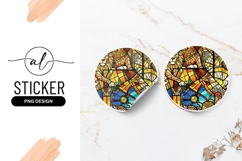 Lion Stained Glass Art Round Sticker Png Product Image 1
