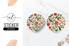 Floral and bird round sticker png design Product Image 1