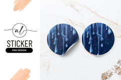 Blue water droplet round sticker png design Product Image 1