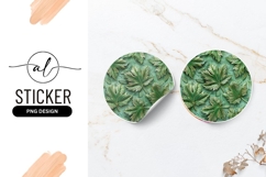 Green leaf pattern round sticker png Product Image 1