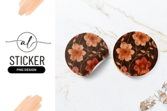 Vintage floral round sticker png design Product Image 1