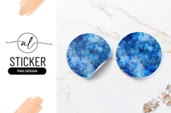 Blue floral abstract round sticker Product Image 1