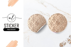 Elegant damask pattern round sticker png design Product Image 1