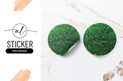 Green glitter round sticker png design Product Image 1