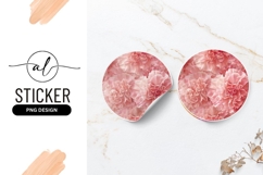 Round sticker with pink carnations design Product Image 1