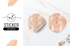 Elegant rose gold damask round sticker Product Image 1