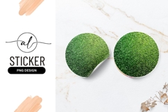 Green glitter round sticker png design Product Image 1