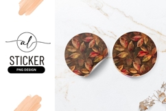 Autumn leaves round sticker png design Product Image 1