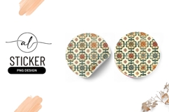 Floral pattern round sticker png design Product Image 1