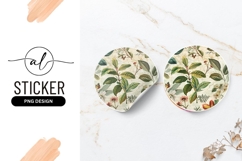 Botanical round sticker png design Product Image 1