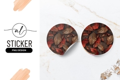 Autumn leaves round sticker png design Product Image 1