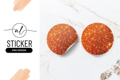 Orange glitter round sticker png design Product Image 1