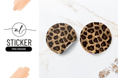 Golden leopard print round sticker Product Image 1