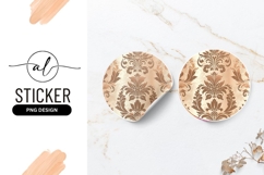 Elegant damask pattern round sticker png Product Image 1