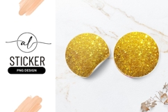 Golden glitter round sticker png design Product Image 1