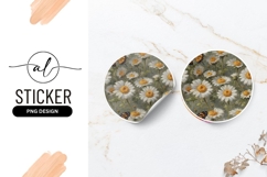 Daisies And Butterflies Floral Round Sticker Png Product Image 1
