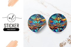Abstract Stained Glass Circular Design Round Sticker Png Product Image 1