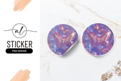 Iridescent Butterfly Balloons On Bubbles Round Sticker Png Product Image 1