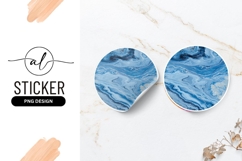 Blue Marble Abstract Painting Round Sticker Png Product Image 1