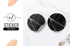 Black And White Marble Round Sticker Png Product Image 1