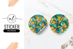Floral Stained Glass Design Round Sticker Png Product Image 1