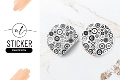 Black And White Gears Circle Round Sticker Png Product Image 1