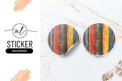 Colorful Distressed Wood Planks Texture Round Sticker Png Product Image 1