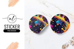 Abstract Colorful Paint Splatter Round Sticker Png Product Image 1