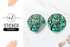 Floral Stained Glass Design Round Sticker Png Product Image 1