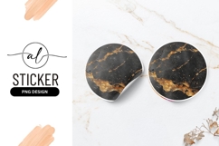 Black And Gold Marble Texture Round Sticker Png Product Image 1