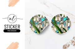 Snowdrop Flowers Stained Glass Effect Round Sticker Png Product Image 1
