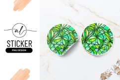 Green Leaf Mosaic Round Sticker Png Illustration Product Image 1