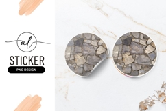 Round Sticker Png Of Gray Stone Wall Texture Product Image 1